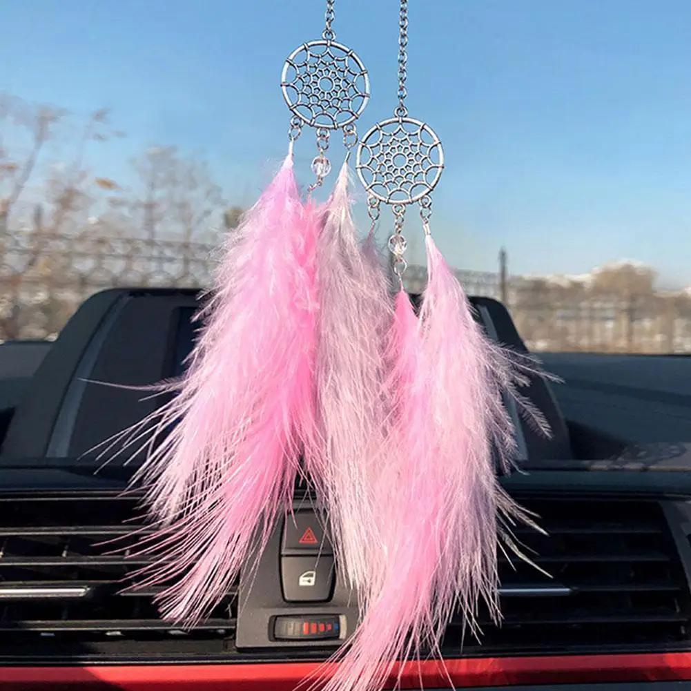 

Dream Catcher Car Pendant Feather Mirror Hanging Pendant Car Home Car Decor Ornament Lucky Interior Accessories T0B4