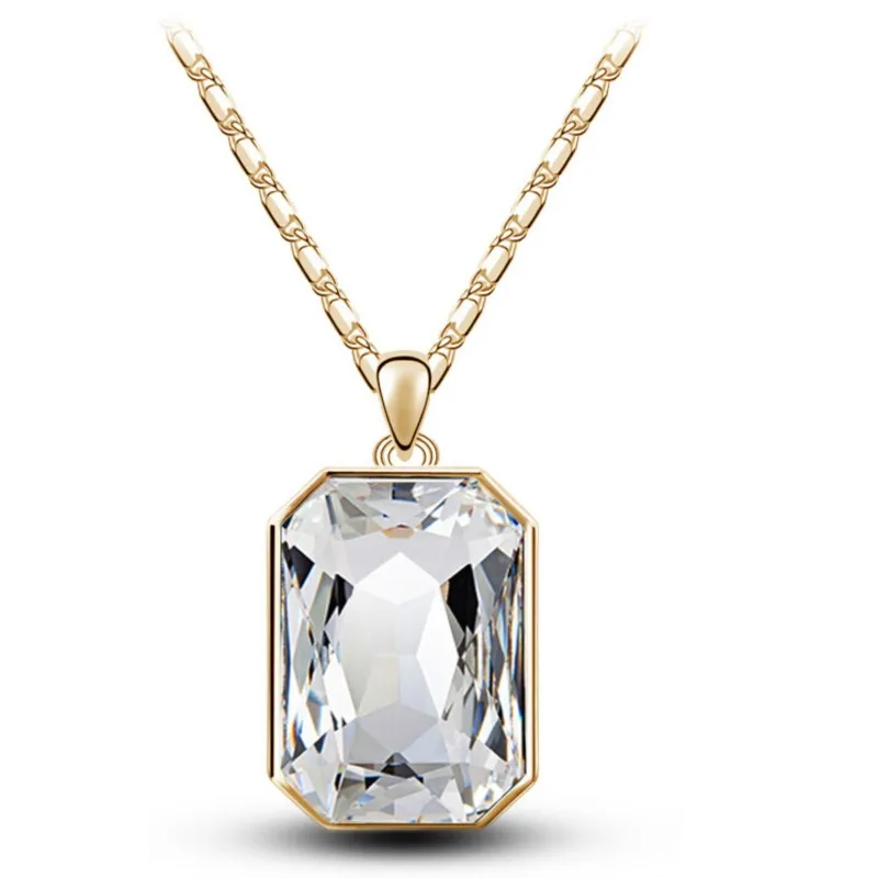 Ожерелье с квадратным кулоном из австрийского хрусталя классическое модное