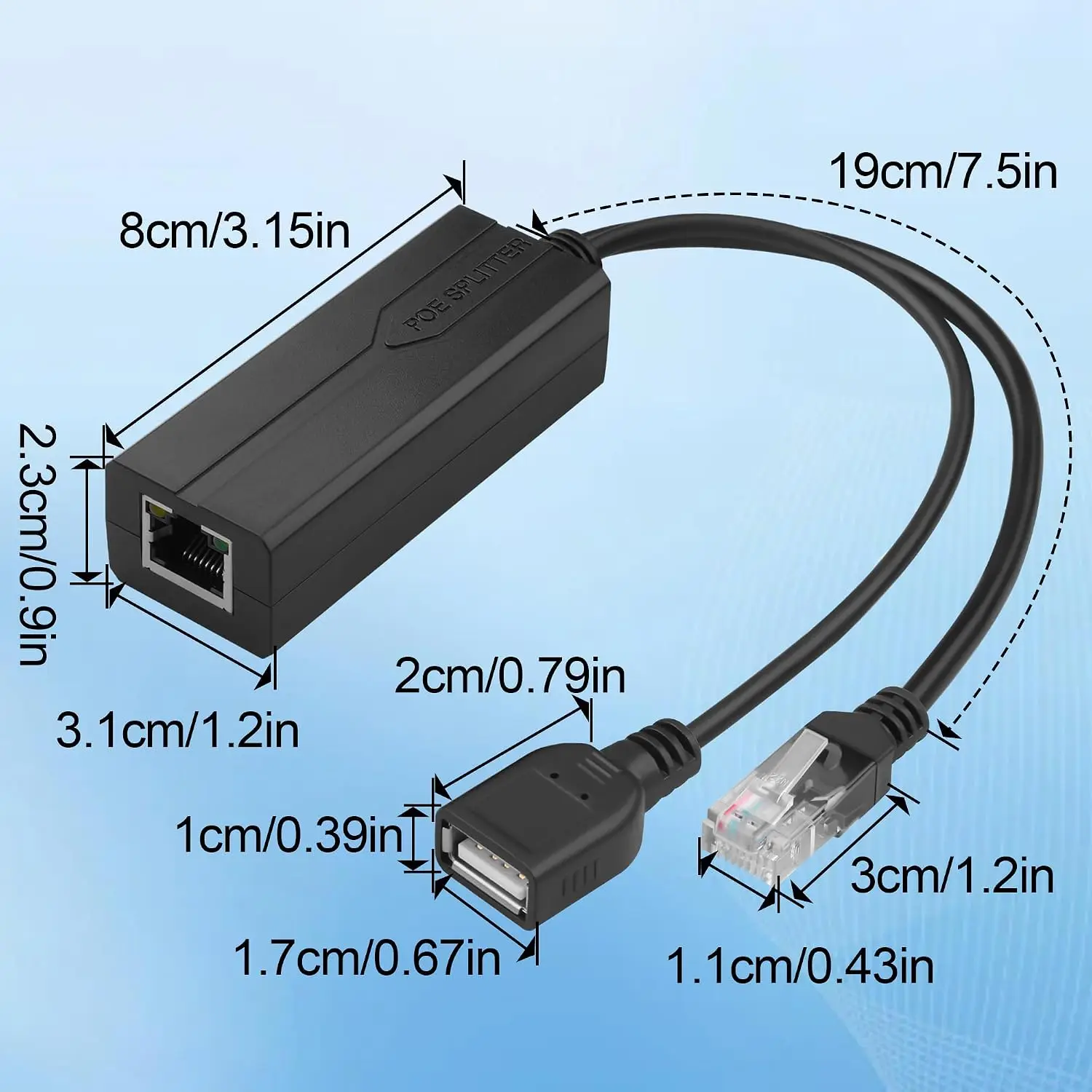Фото PoE-сплиттер 5В 2.4А USB Type-C (гнездо) IEEE 802.3af/at для камер видеонаблюдения/VoIP-телефонов (питание по Ethernet) №4