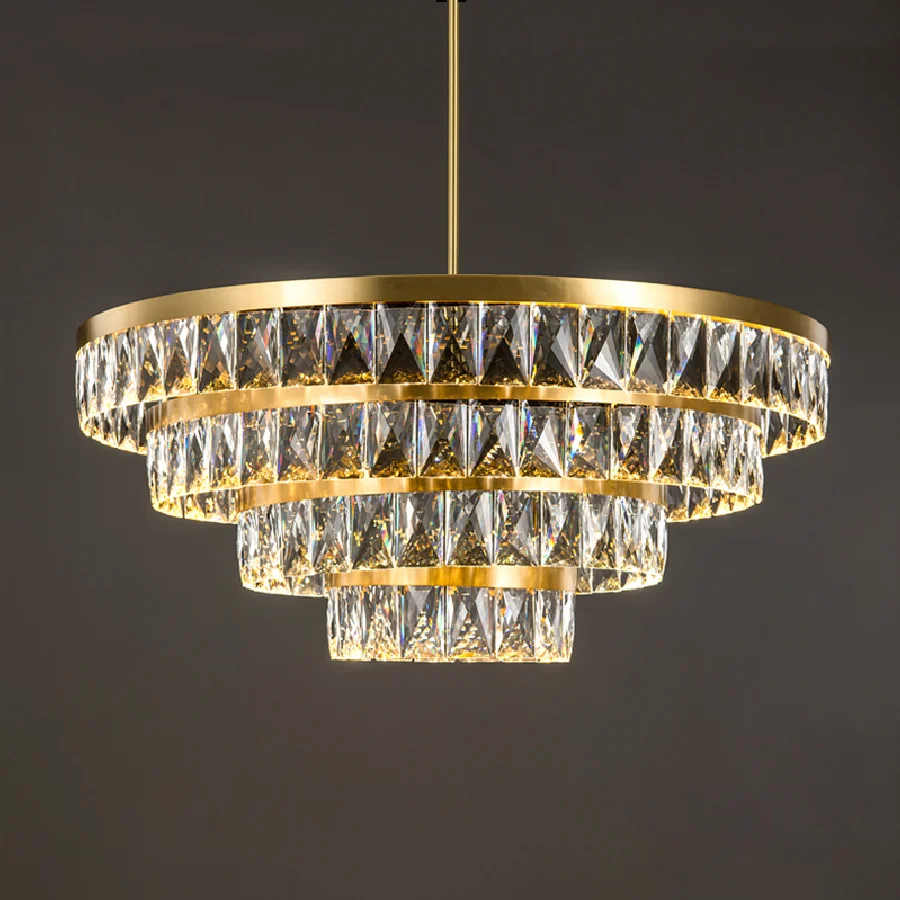 

Современная хрустальная многослойная люстра, интерьерный Золотой подвесной светильник для декора, Роскошная лампа для гостиной, спальни, ресторана, Подвесная лампа