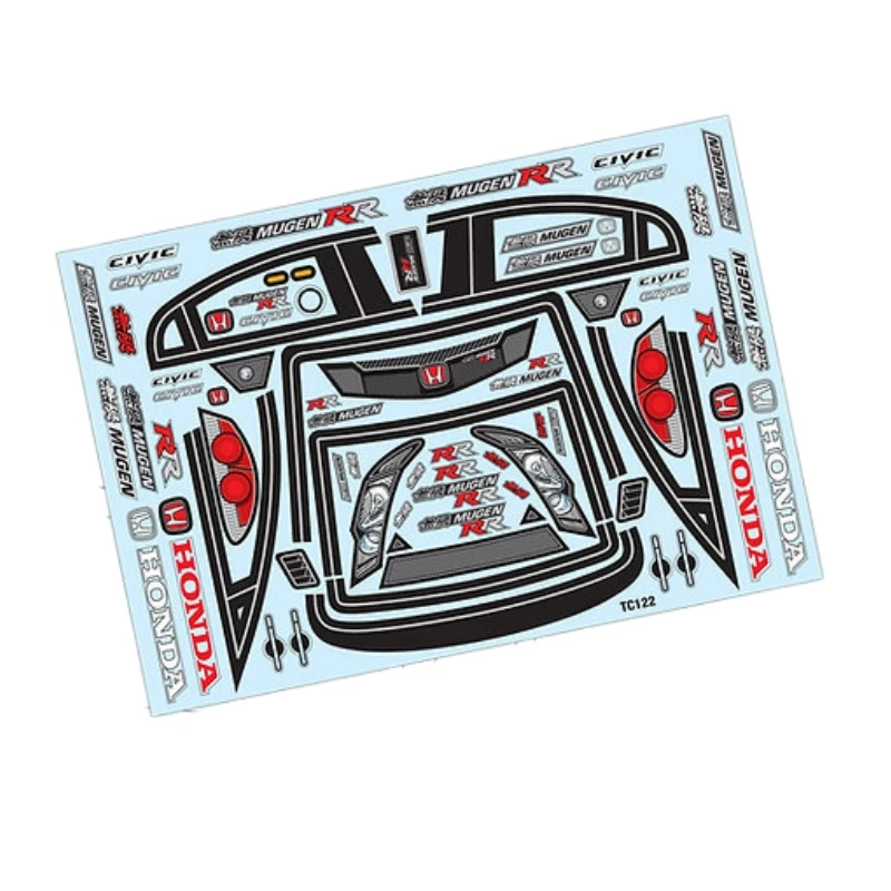 Наклейки для радиоуправляемой дрифтерной машины 1/10 Honda Civic FD2 прозрачный корпус
