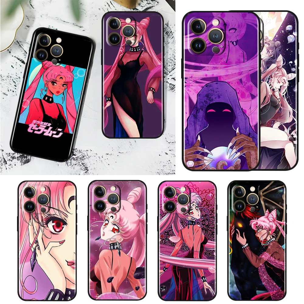 

Sailor Moon Black Lady For Apple iPhone 13 12 11 Pro Max Mini XS Max X XR 6 7 8 Plus 5S SE2020 Soft TPU Black Phone Case Cover