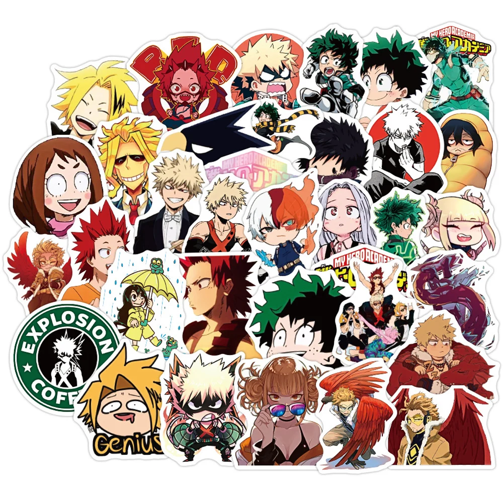 

10/30/50PCS My Hero Academia Anime Graffiti Stickers Skateboard Guitar Suitcase Freezer Motorcycle PVC Classic Cartoon Sticker