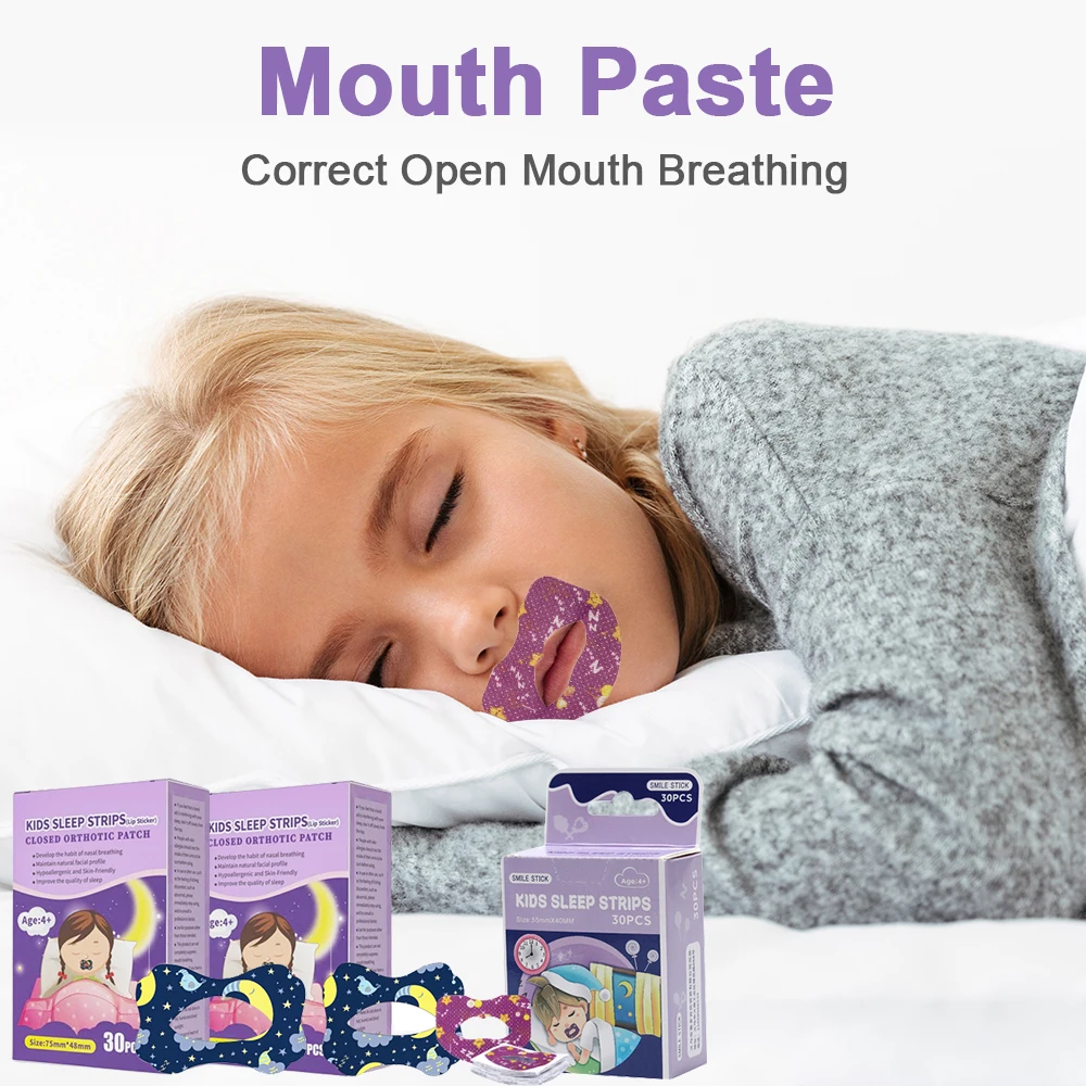 

30Pcs/Box Anti-Snoring Stickers For Children Adult Night Sleep Lip Nose Breathing Improving Patch Mouth Correction Orthosis Tape