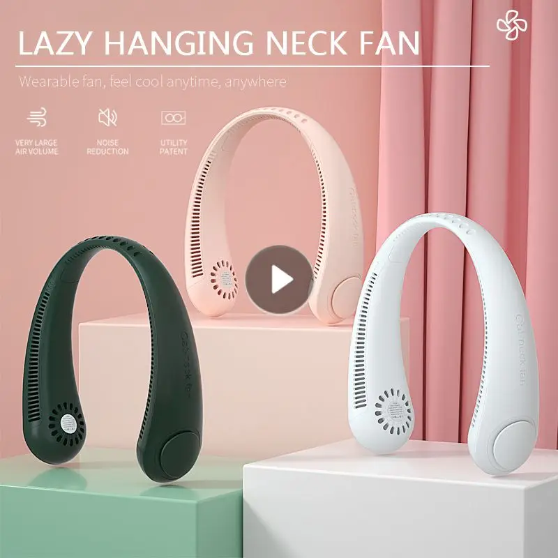 

Portable Neck Fan Electric Wireless Fan Rechargeable USB Mini Fan Bladeless Personal Fans Hanging Neck Cooler For Outdoor HWC