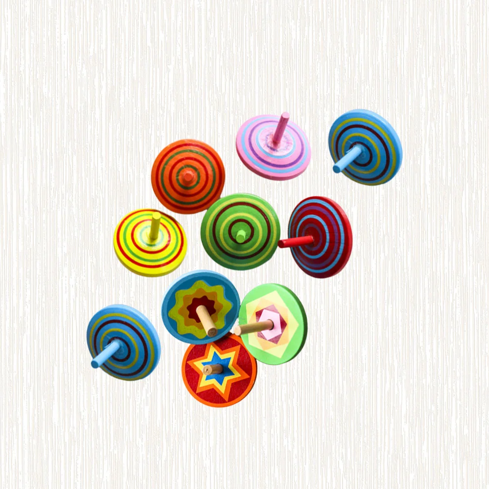

10 Pcs Kids Top Wooden Tops Metallic Party Bag Peg-top Preschool Educational Toy For Kids