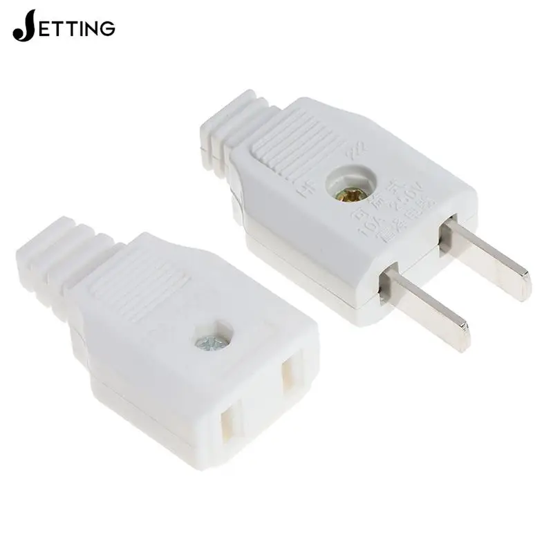 

US 2 Flat Pin AC Electric Power Male Plug Female Socket Outlet Adapter Wire