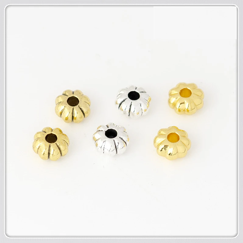 

100 PCS Metal Alloy Pumpkin Shaped Spacer Beads DIY Loose Beads Handmade Accessories For Jewelry Making