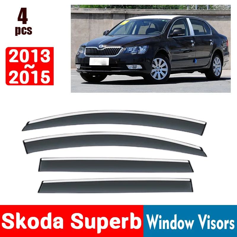 FOR Skoda Superb 2013-2015 Window Visors Rain Guard Windows Rain Cover Deflector Awning Shield Vent Guard Shade Cover Trim