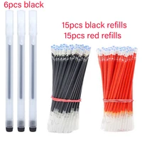 36pcs transparent frosted gel pens 0 5mm needle tip black blue red ink office children stationery refills writting ballpoint pen