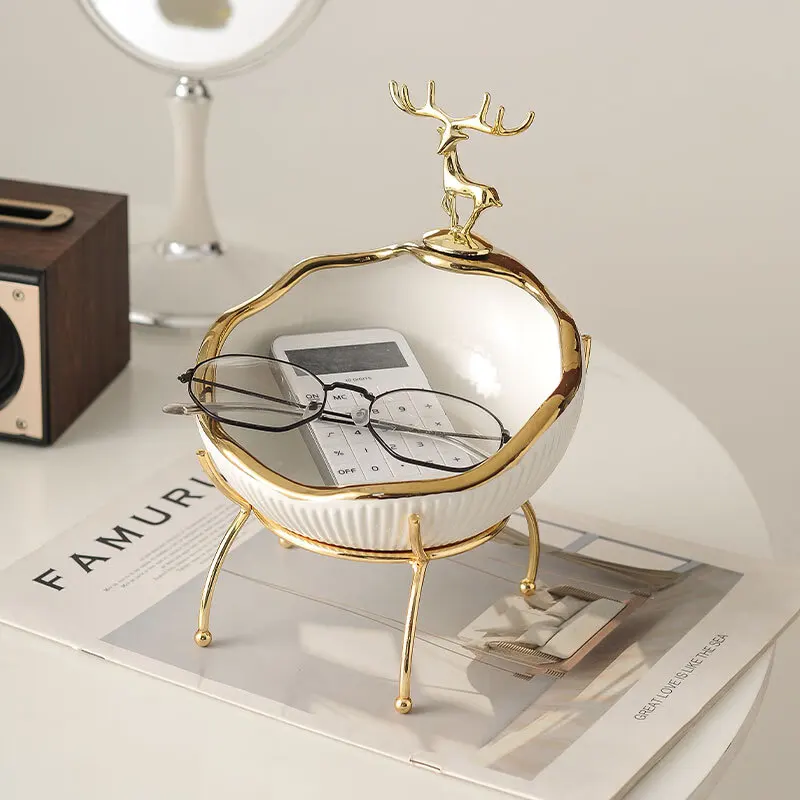 

Key sundries organizer shelf on shoe cabinet - ceramic storage ornaments - living room home decoration - cosmetics storage box