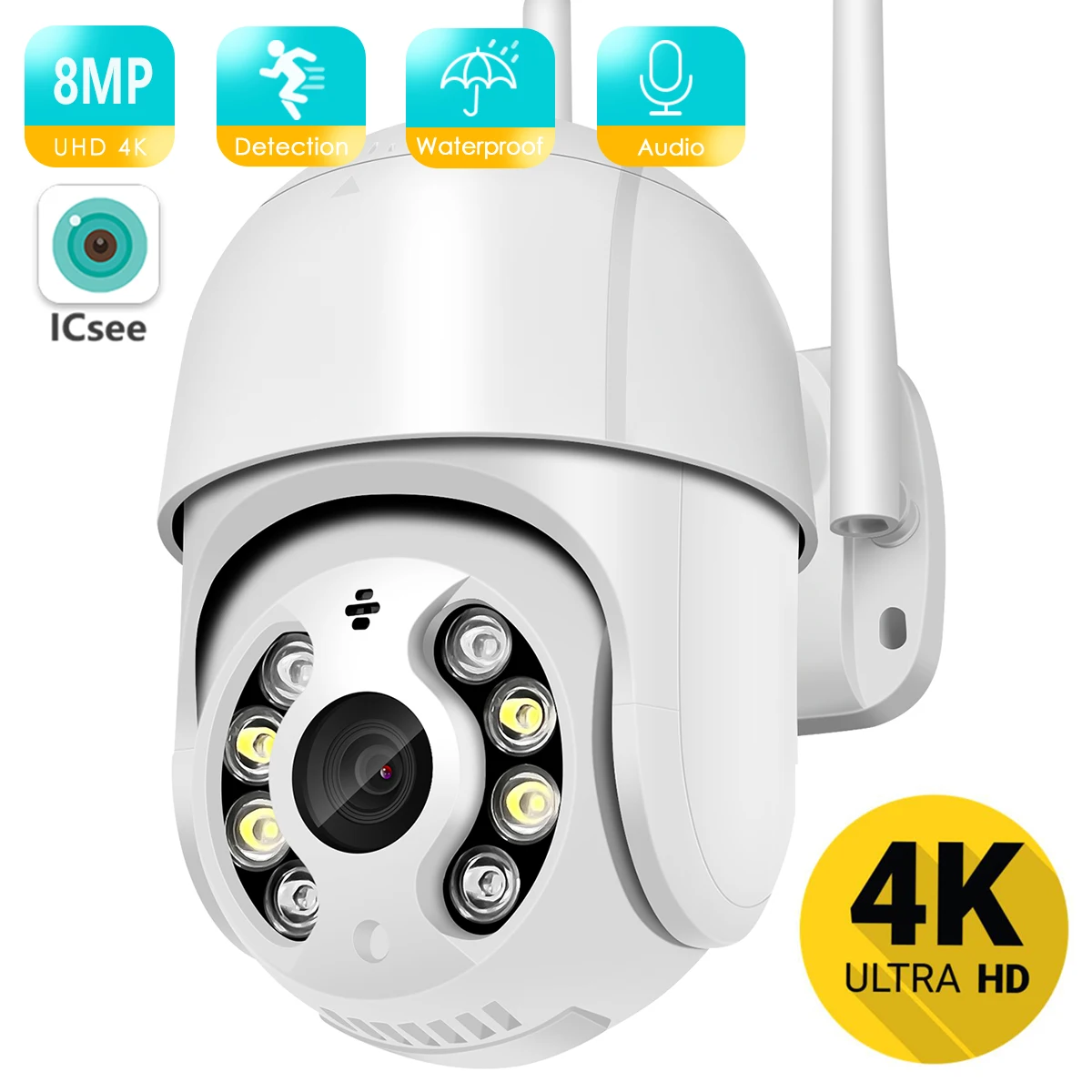 

IP-камера наружная беспроводная с Wi-Fi, 8 Мп, 4K, 1080P, H.265