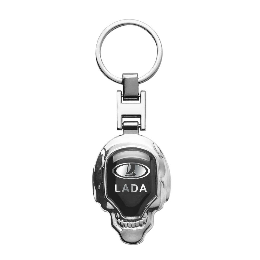 Металлическая 3d-эмблема в виде черепа, брелок для автомобиля, кольцо для ключей, держатель, аксессуары для LADA Priora Kalina Granta Vesta Niva Largus Vaz Samara