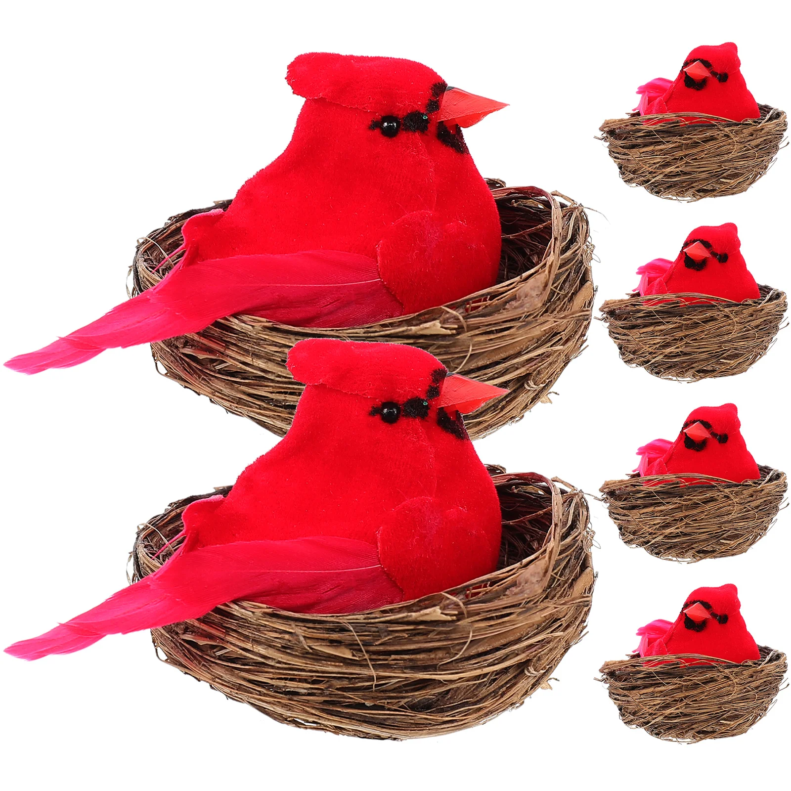 

Bird Birds Cardinal Decor Ornaments Christmas Artificialtree Adornment Fake Red Simulation Figurine Feathereddecoration Figure