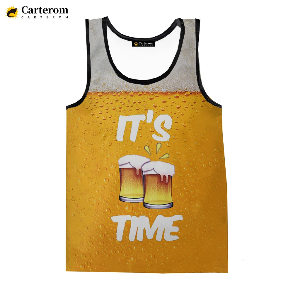

Футболка без рукавов для мужчин и женщин, Повседневная безрукавка с забавным 3D-принтом пива, уличная одежда в стиле хип-хоп, топы большого ра...
