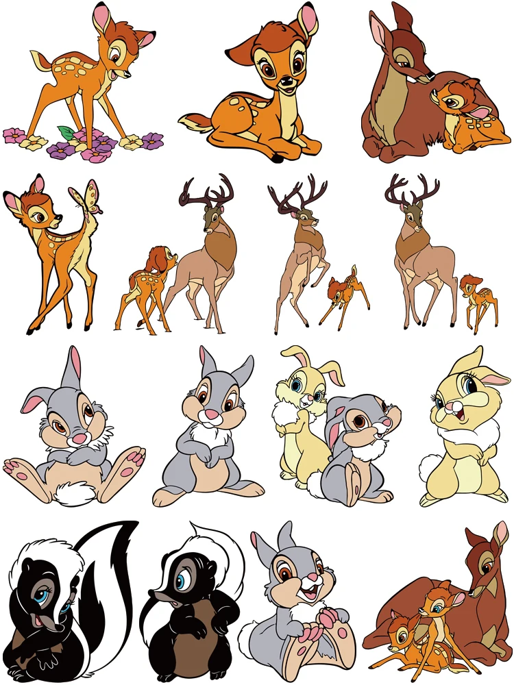 Фото Термоклеевые наклейки Bambi Thumper, самоклеящиеся, для глажения, термонаклейки для детей, для рукоделия и декора. №1