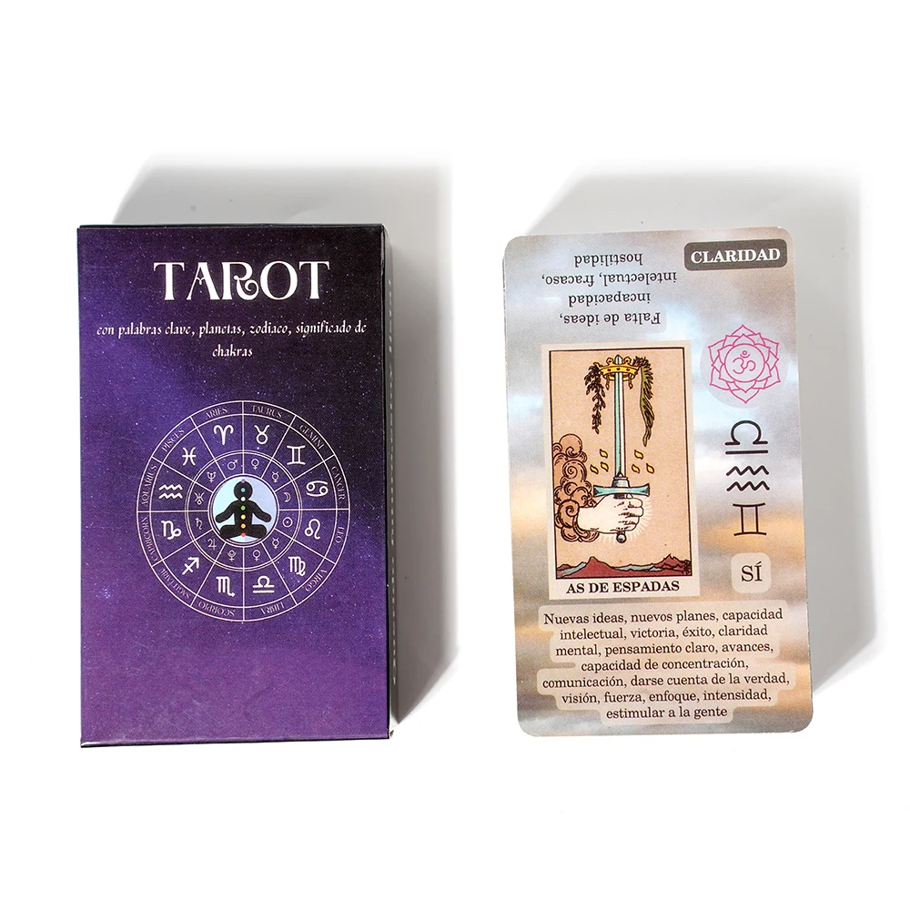 Tarot español para princ с имитацией в них на картах слова clave Chakra invertida элемент