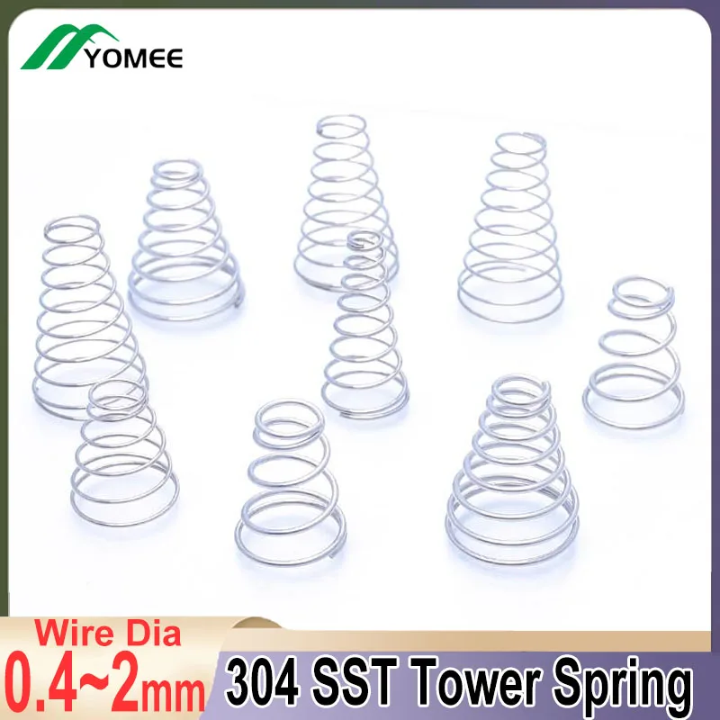 

Tower Spring 304 Stainless Steel Conical Compression Spring Taper Pressure Spring Wire Dia 0.4 0.5 0.7 0.8 1 1.2 1.4 1.5 1.8 2mm
