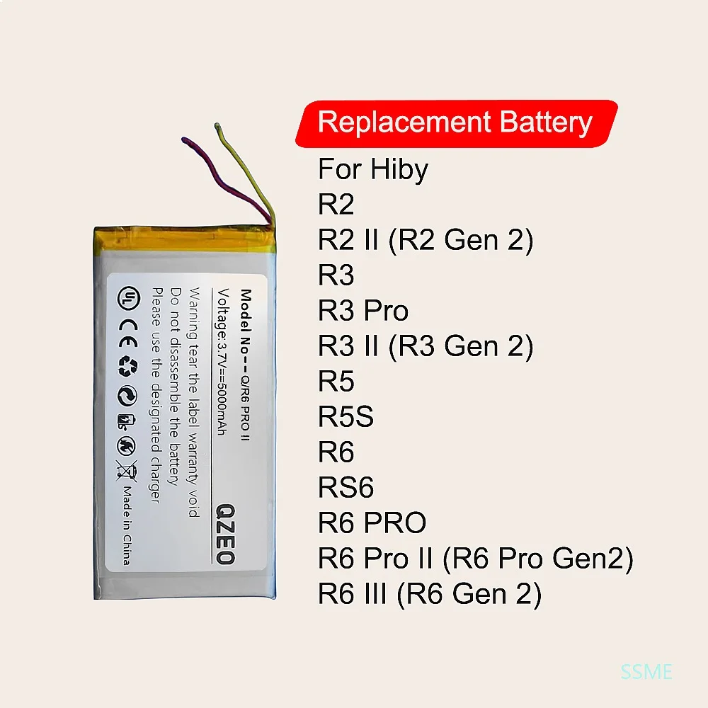 Фото Сменная батарея для плееров Hiby R2 II, R3 III, R4, R5, R5S, R6III, R6 Pro Gen2, RS6