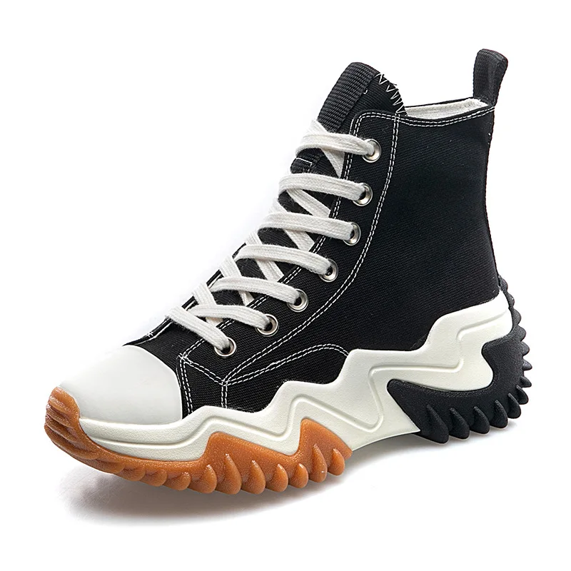 High-top Canvas Shoes Women 2022 Autumn New Height Increase Platform Shoes Sawtooth White Shoes Ladies Fashion Popular Sneakers