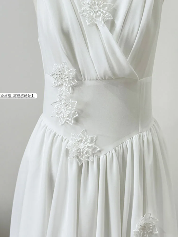 Женское платье-трапеция без рукавов элегантное белое платье во французском