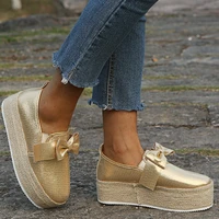 platform sneakers women bow knot stripe loafers 2022 new light cozy walking shoes fashion casual vulcanized shoes zapatos mujer