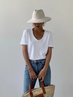 slim white t shirt women summer basic top 180g thick fabric leisure all matched shrot sleeve clothe