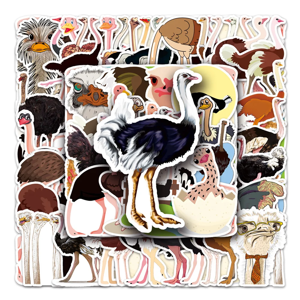 

10/30/50PCS New Ostrich Cartoon Personality Creative Computer Suitcase Mobile Phone Car Decoration Waterproof Sticker Wholesale