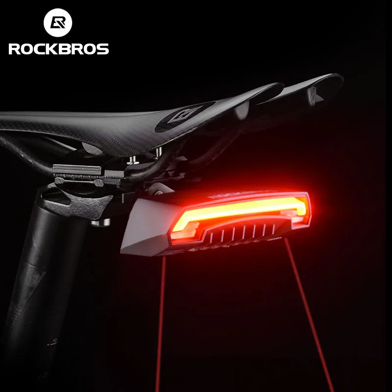 ROCKBROS Bicycle Light Bike Rear Light Waterproof USB Rechargeable Intelligent Remote Control Turn Sign Light Cycling Accessory