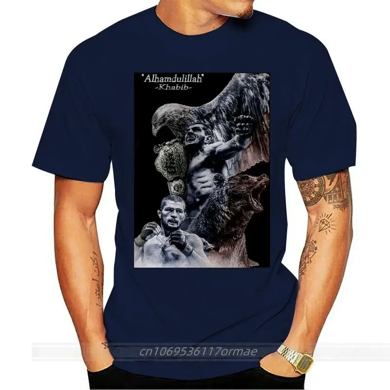 

Alhamdulillah Khabib Nurmagomedov Eagle Men T-Shirt SMLXl2Xl S-3Xl fashion t-shirt men cotton brand teeshirt