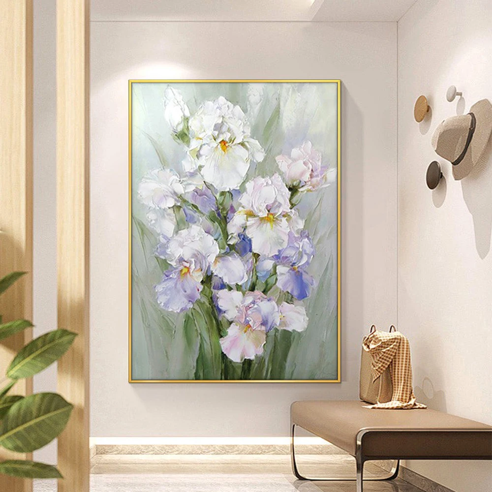 

Hand Painted Iris Painting Abstarct Flower Painting Modern Wall Art Decorations Wedding Handmde Flower Artwork For Home Decor