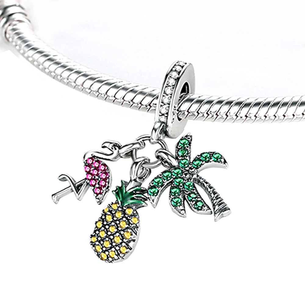 Ananas en argent Chim925 pour femme, pendentif 152 lunettes de soleil, carnaval de plage, adapté au bracelet de personnalité exécutive bricolage