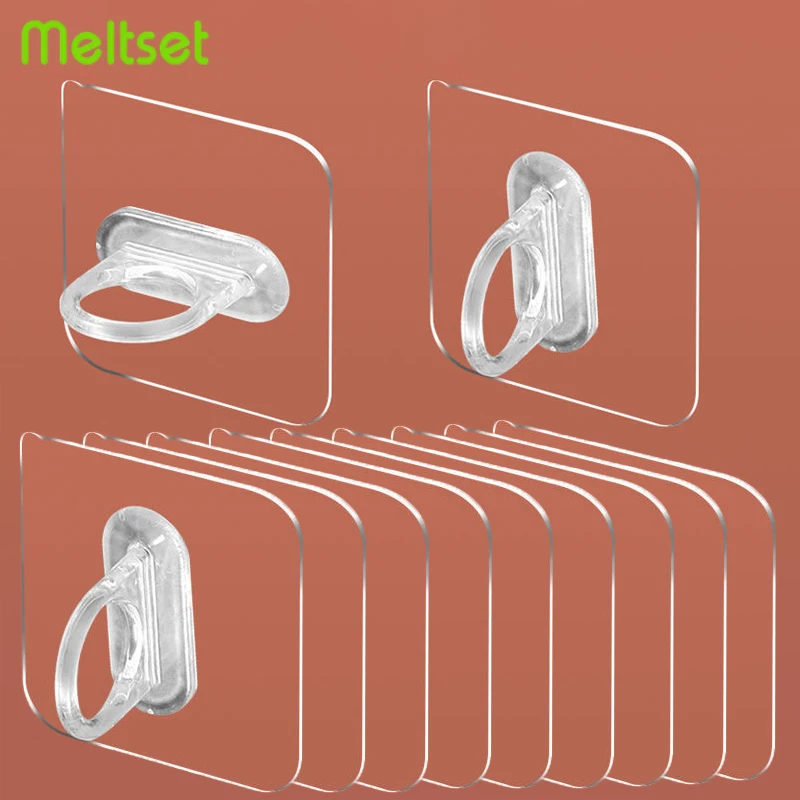 

1/2/4/8/10Pcs Transparent Wall Hook Strong Self-adhesive Wall Hanging Hooks for Key Spoon Kitchen Bathroom Hooks