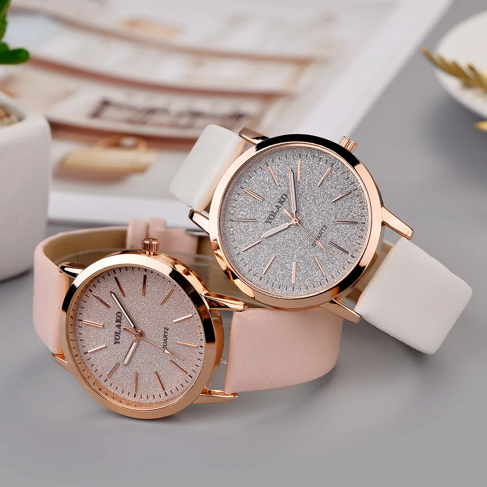 

Women Fashion Watches New YOLAKO Women's Simplicity Casual Quartz Leather Band Watch Analog Wrist Watch Gift Montre Femme