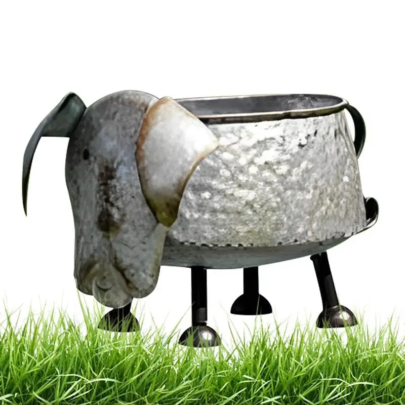 

Металлический горшок в форме собаки, кошки, садовый цветочный горшок «сделай сам», милая статуя щенка, скульптурный горшок для украшения дома, сада, комнаты