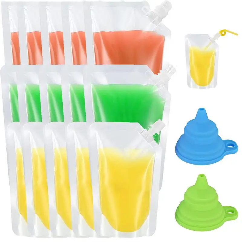 

Drink Pouches 15Pcs Healthy PP Pouches For Drinks Freezable Juice Pouches In Various Size To Meet Drinking Storage Needs With