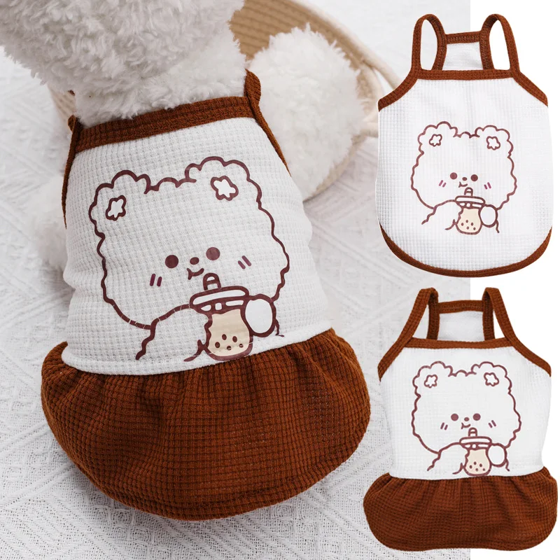 

Embroidery Dress Pet Dog Clothes Couples T-shirt Clothing Dogs Skirt Puppy T-shirt Small Dogs Cat Spring Summer Korean Style