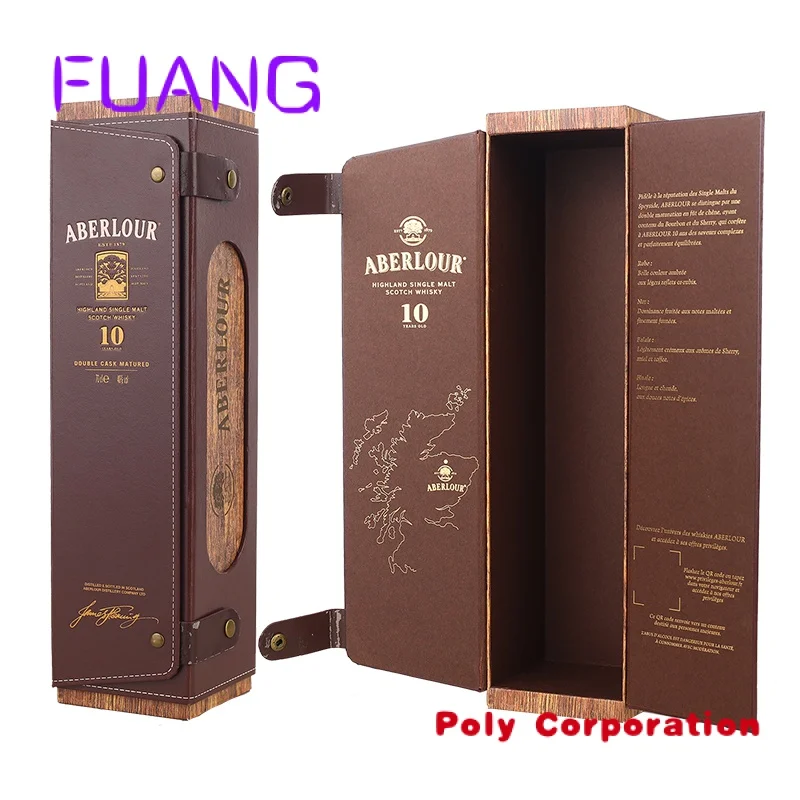 Custom printed PU leather paper gift packaging boxes for one bottle wine packaging box magnetic clpacking box for small business