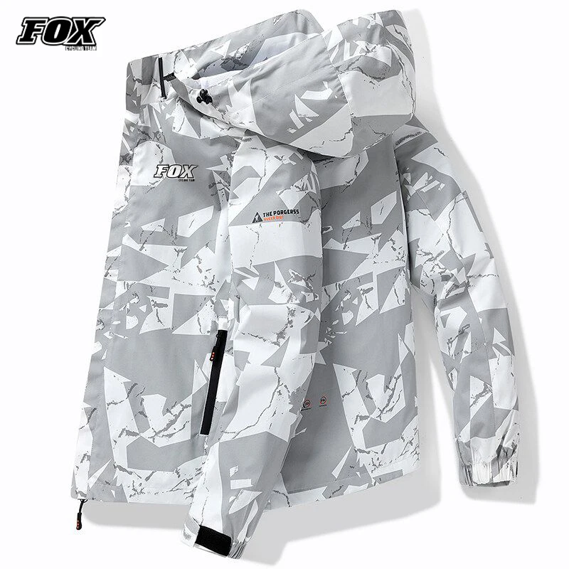 

FOX Cycling Team Capa De Chuva Motoqueiro Impermeavel Men MTB Bicycle Motocross Waterproof Jacket Male Outdoor Hiking Hoodie