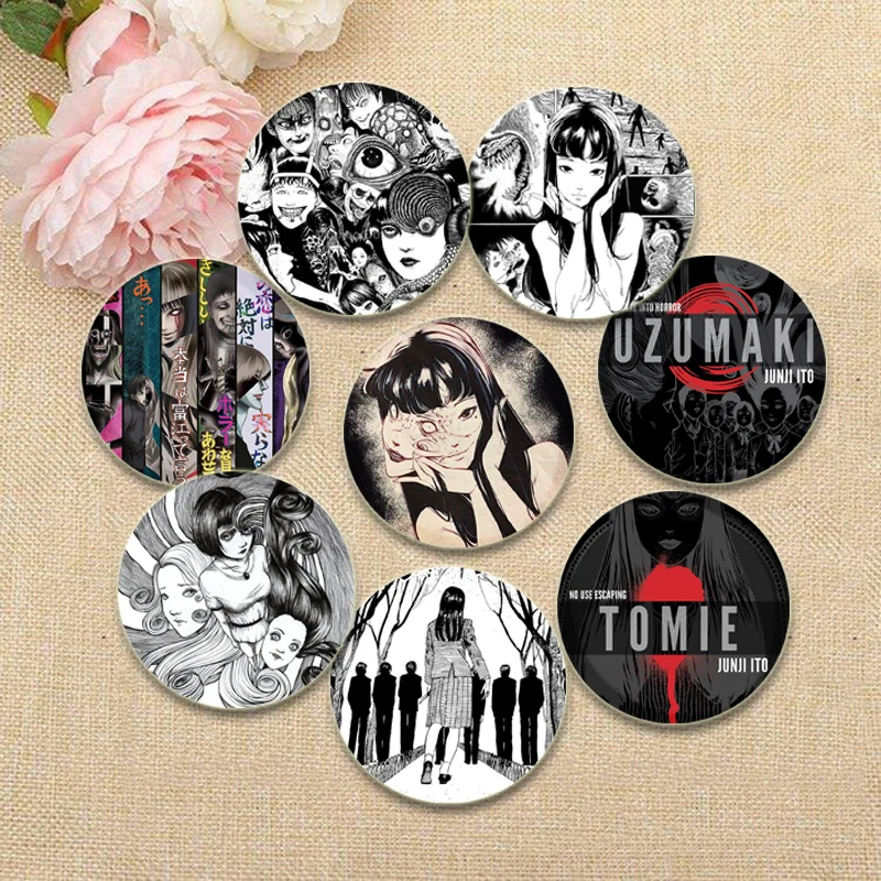 Аниме Junji Ito Tomie Uzumaki кнопки значок ручной работы с героями мультфильмов круглые