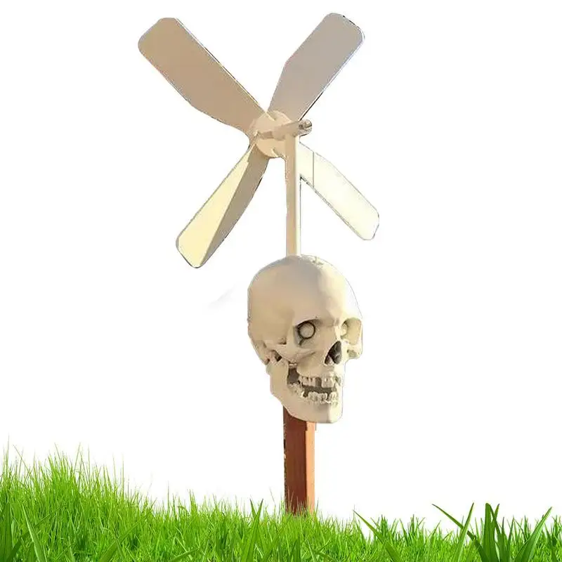 

Gothic Garden Skull Decor Halloween Metal Wind Power Sculpture Decoration Halloween Metal Outdoor Garden Yard Lawn Skull