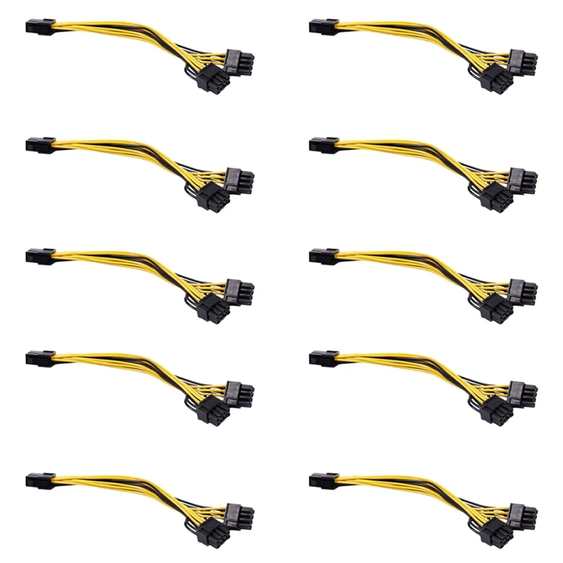 10 Pcs 6-Pin Pci-E To 2Xpcie 8 (6+2)-Pin 20Cm Computer Graphics Power Supply Extension Cable For GPU VGA Splitter Power