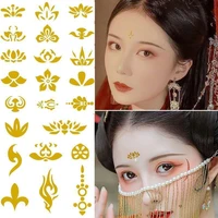 classical hot gold silver flower fine eyebrow heart paste tattoo sticker costume accessories cute girl forehead tattoo sticker