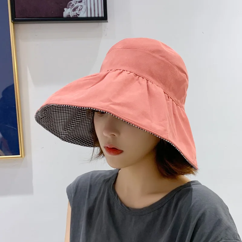 

Women Korean Sun Hat with Large Brim Simple Beach Travel Sun Hat Double-sided Foldable Casual Sun Hat Lenceria Para Damas