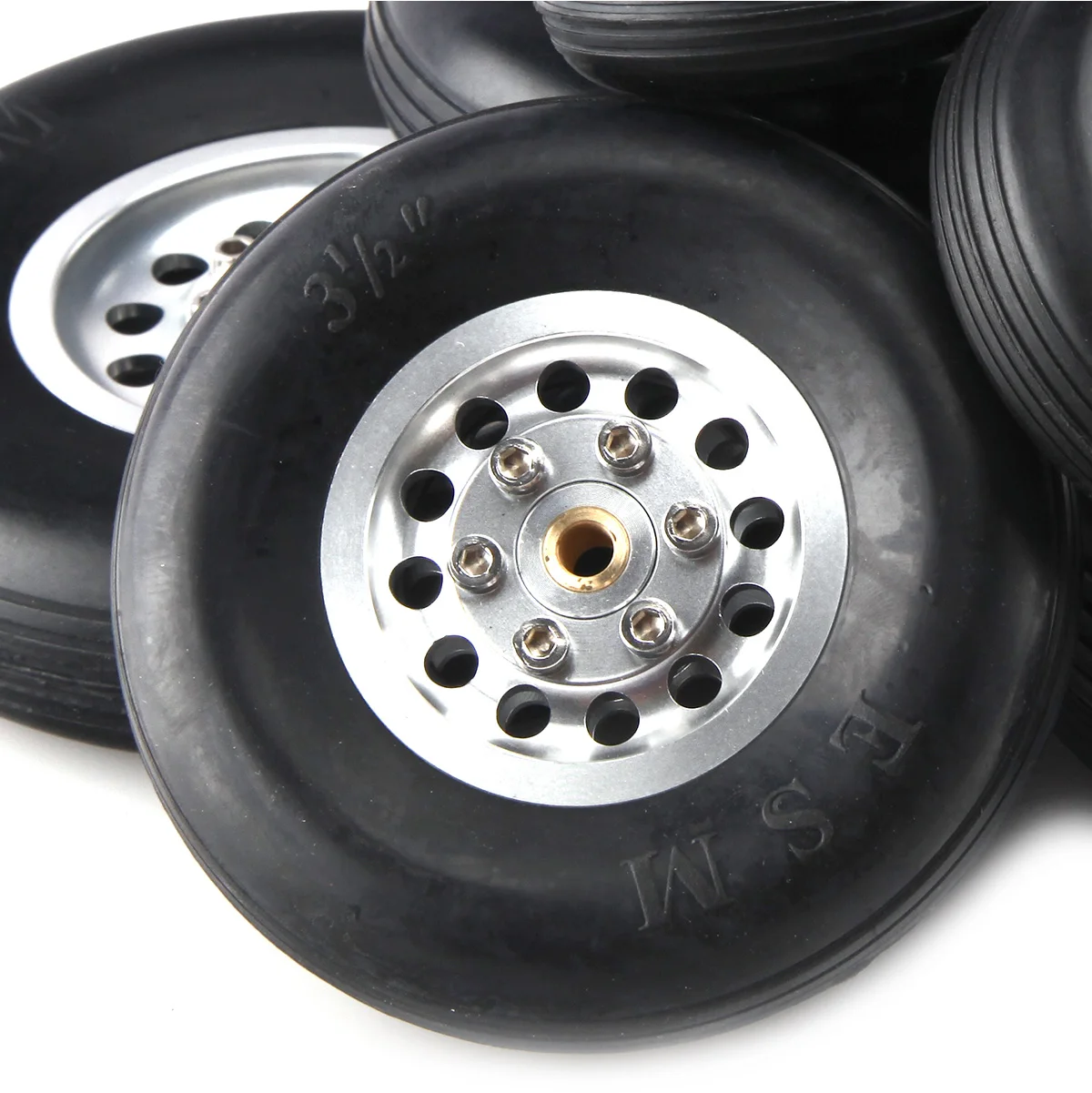 1Pair Rubber Wheel With Aluminum Hub For RC Airplane Model And DIY Robot Tires 1.75" / 2.5"/ 2.75/3" / 3.5" / 4" /4.5"/5'' images - 6