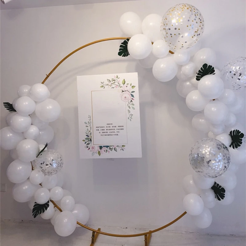Wrought Iron Arch Baby Photo Decoration Backdrop Round Flower Stand Party Decoration Props Circle Shelf Seaside Wedding Supplies