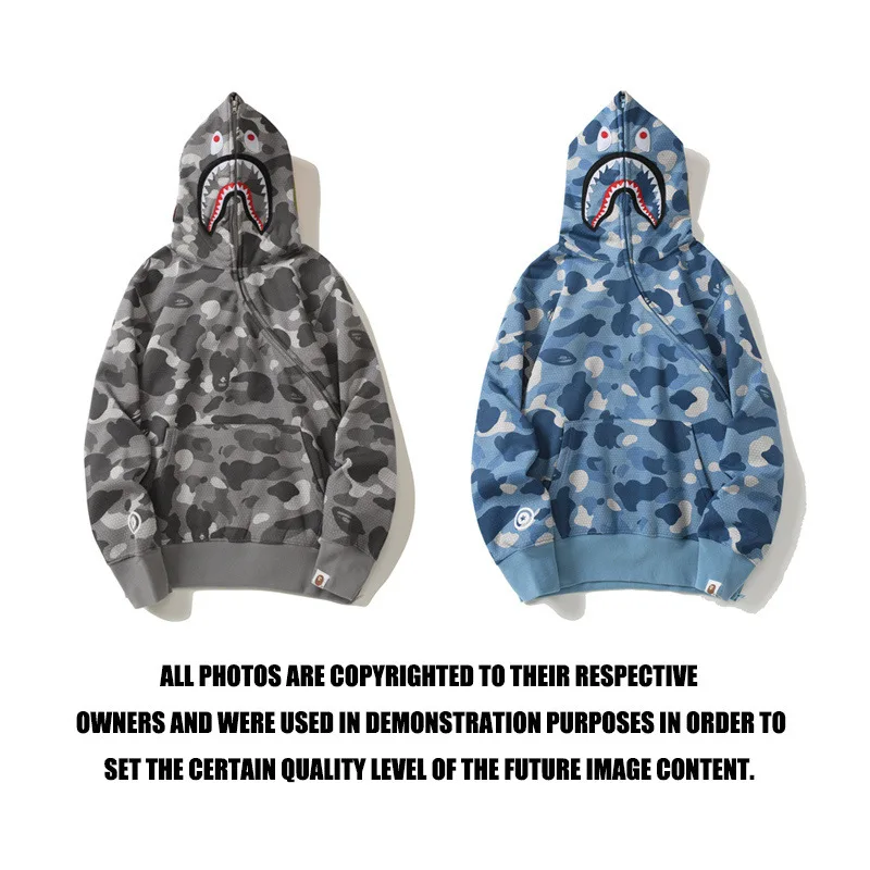 

A BATHING APE BAPE ASIA Size New Brand Oblique Side Zipper Honeycomb Camo Kangaroo Bag Sweater for Men and Women Youth Hoodies