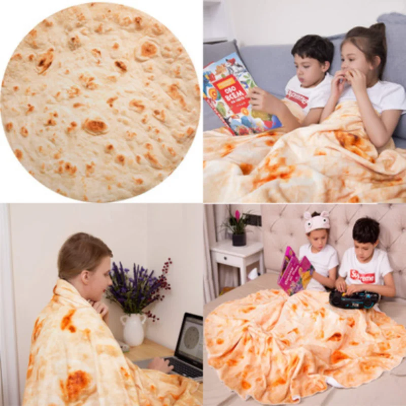 Artificial Mexican Taco Blanket Novelty Flannel Wrap Blanket For Adults Children Babies