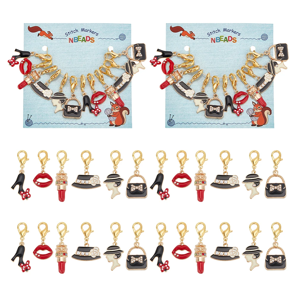 

Эмалированные маркеры для стежков с замком из сплава цинка, 24 шт.