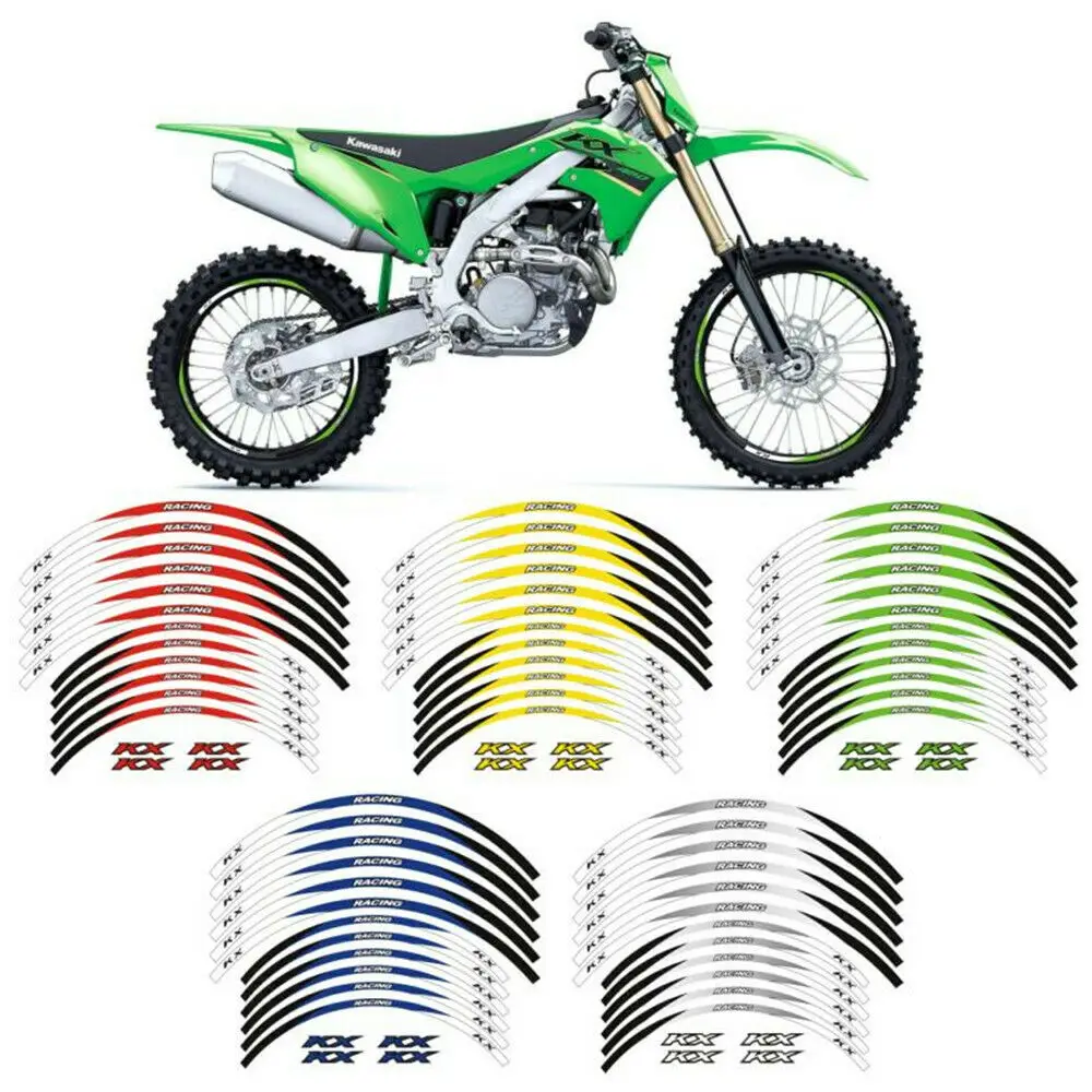 

21" 19" WHEEL RIM Reflective STRIPES STICKERS FOR KAWASAKI KX 250 /X/F KX125 KX 450 /X/F